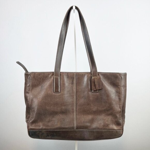 Coach Vintage Distressed Mahogany Leather XL Work Travel Shoulder Tote Bag 7780 - Picture 1 of 16